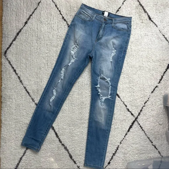 Fashion Nova Blue Glistening Jeans - Picture 2 of 2